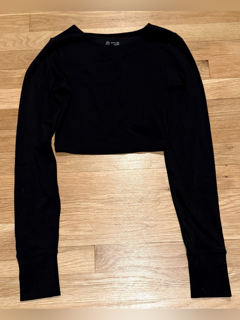 Offline by Aerie Long Sleeve Cropped Top with Peek a Boo
